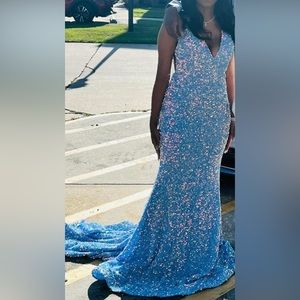 Portia and Scarlet blue sequin low back prom dress